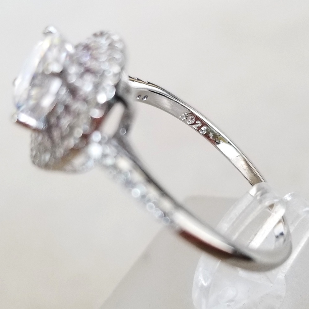 Sterling Pink Halo 1ct Solitaire - Picture 6 of 8